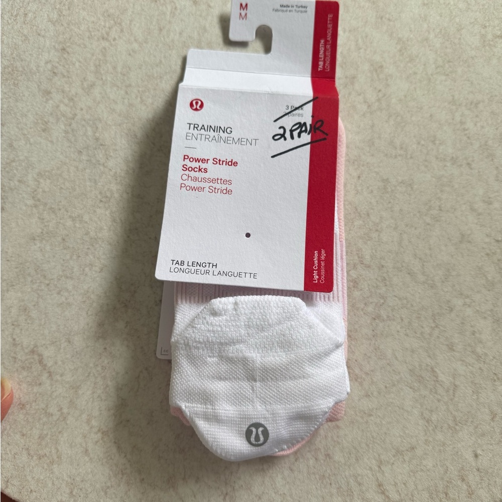 lululemon athletica White and Pink Power Stride Tab Socks🌸🤍